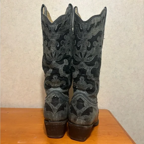 Corral Crater Sequin Inlay Western Cowboy Boots Distressed Leather Snip Toe 9.5 - Picture 2 of 12